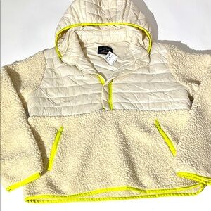 Love Tree shacket half zip pullover jacket puffer sherpa fleece cream large NEW!